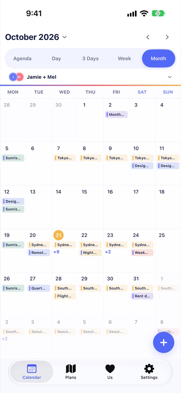 Melendar month view on iPhone