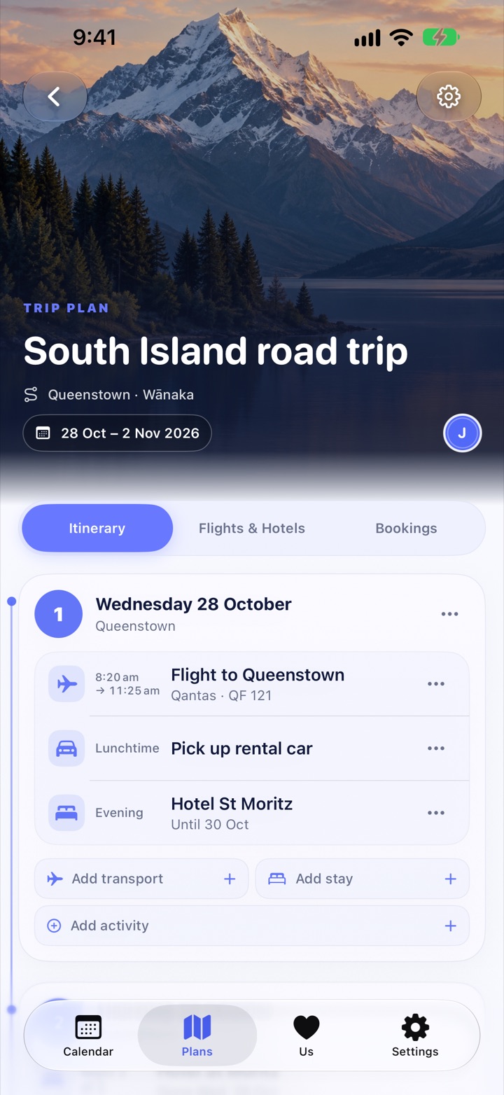A South Island road trip planned together in Melendar