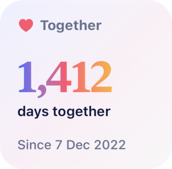 Days Together widget showing 1,412 days together